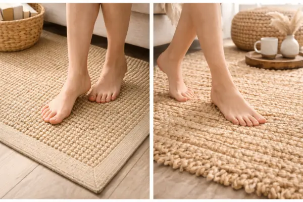 the sisal versus jute rug in texture and feel underfoot