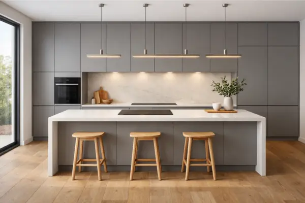 the sleek handleless kitchen design