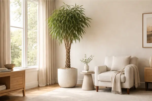 tall living room plants ficus alii braid Styled to Glow the tall living room plants ficus alii braid