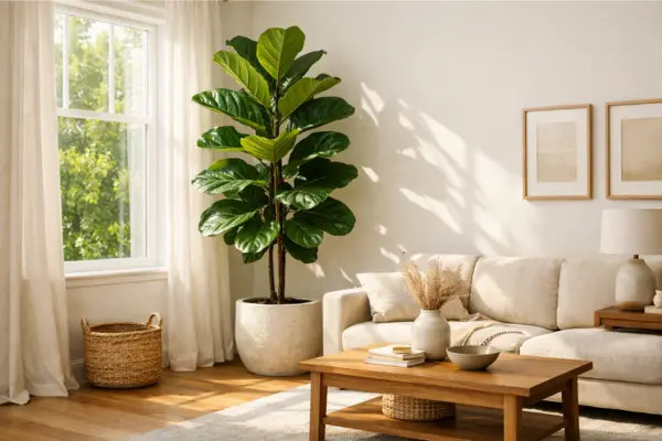 tall living room plants fiddle leaf fig corner Styled to Glow the tall living room plants fiddle leaf fig corner