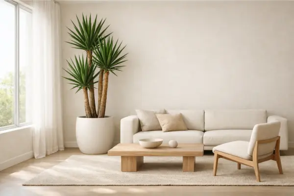 tall living room plants yucca minimal furniture Styled to Glow the tall living room plants yucca minimal furniture