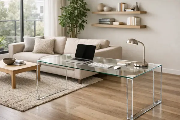 transparent glass desk living room office Styled to Glow the transparent glass desk living room office