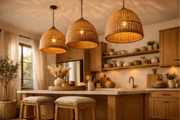 woven pendant lights boho kitchen Styled to Glow the woven pendant lights boho kitchen